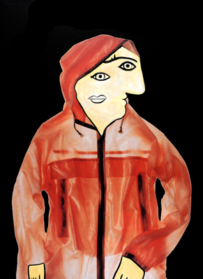 Picasso in raincoat by Kamagurka