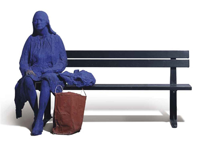 Blue Girl on Park Bench  by Segal George