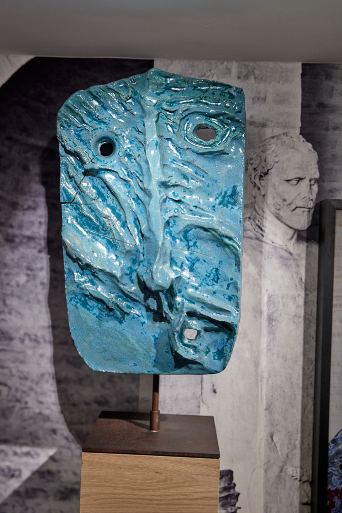 Greek Tragedy Mask Turkish Green Worry by De Cock Jan