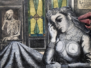 Femme et Squelette by Delvaux Paul