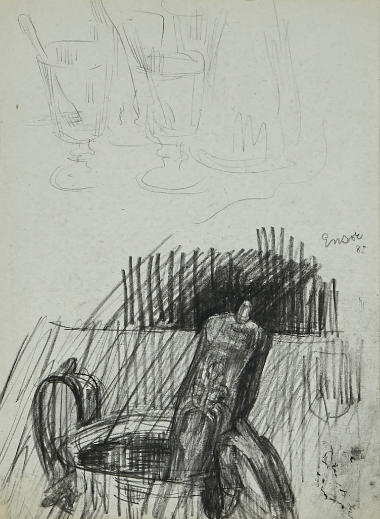 Studie met kan en glazen by Ensor James