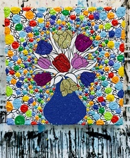 Not Just Any Tulips in a Glittery Blue Vase by Van Saksen-Coburg Delphine