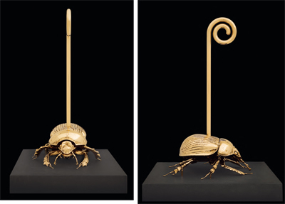 Holy dung beetle with walking stick Scarabée sacré avec canne by Fabre Jan